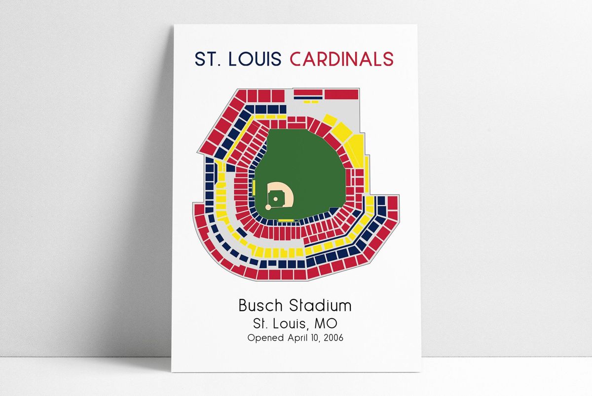 St Louis Cardinals Busch Stadium, Mlb Stadium Map, Ballpark Map, Baseball Stadium Map Poster ...