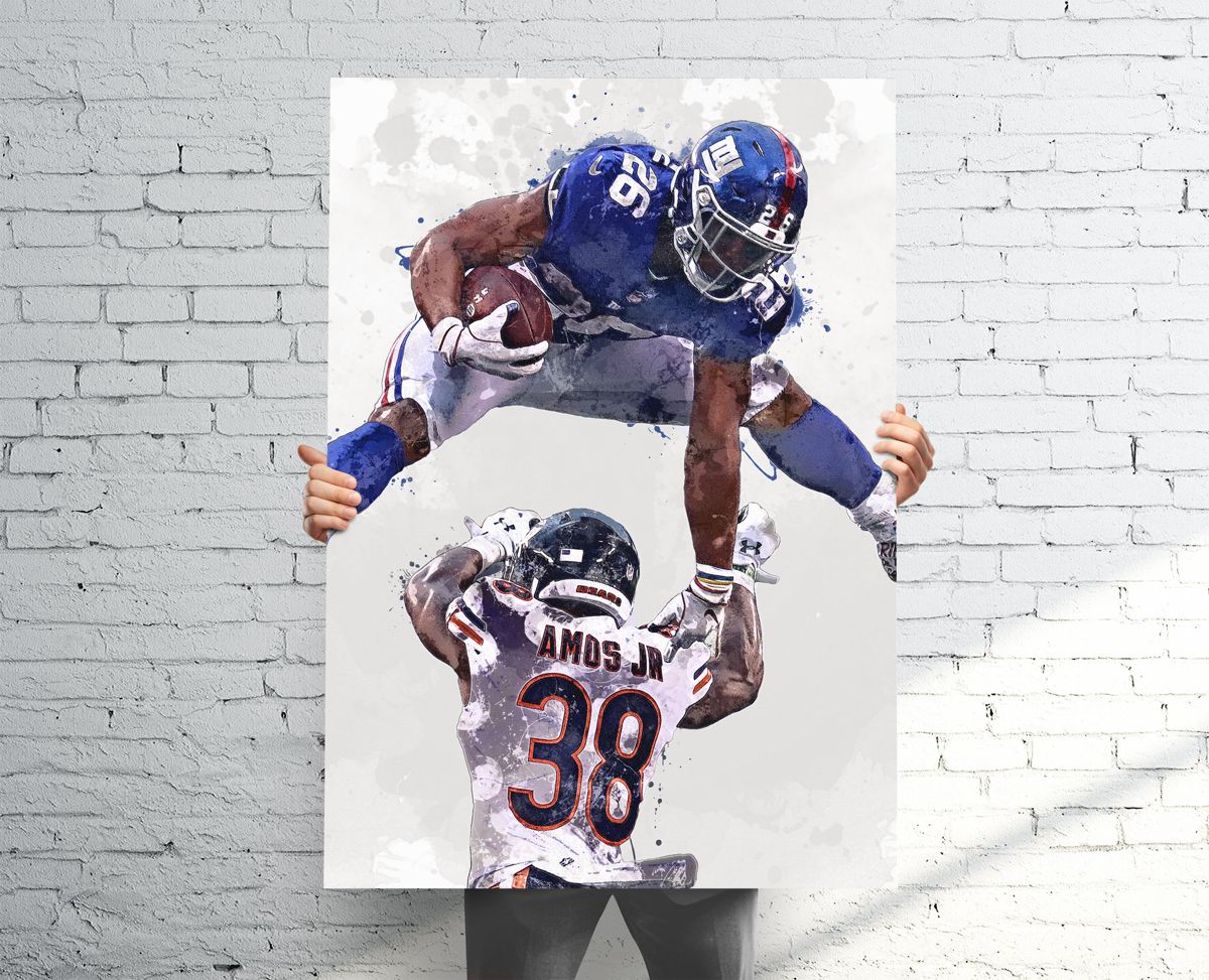 Saquon Barkley 'Hurdle' New York Giants Sports Art Print, Football